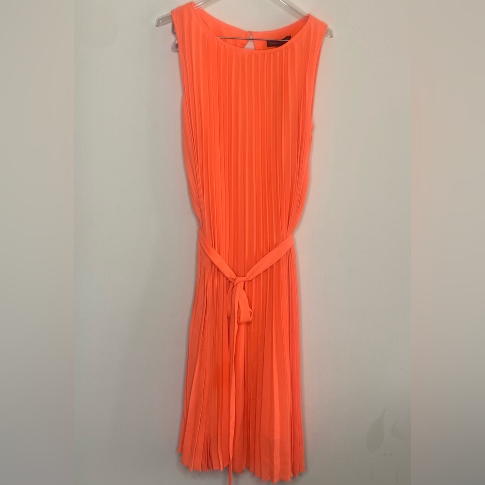 Banana Republic Pleated Neon Orange Dress